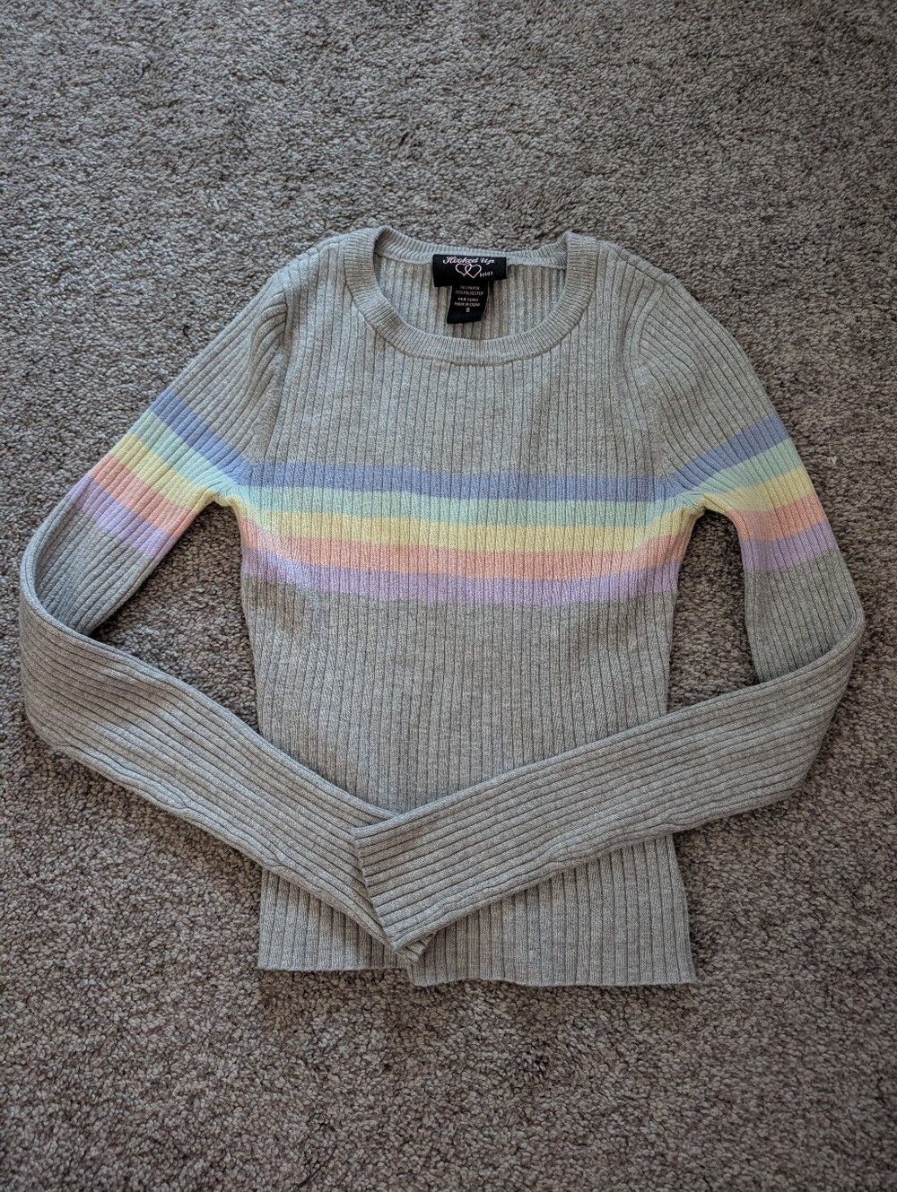 Pastel Rainbow Cropped Long Sleeve Top